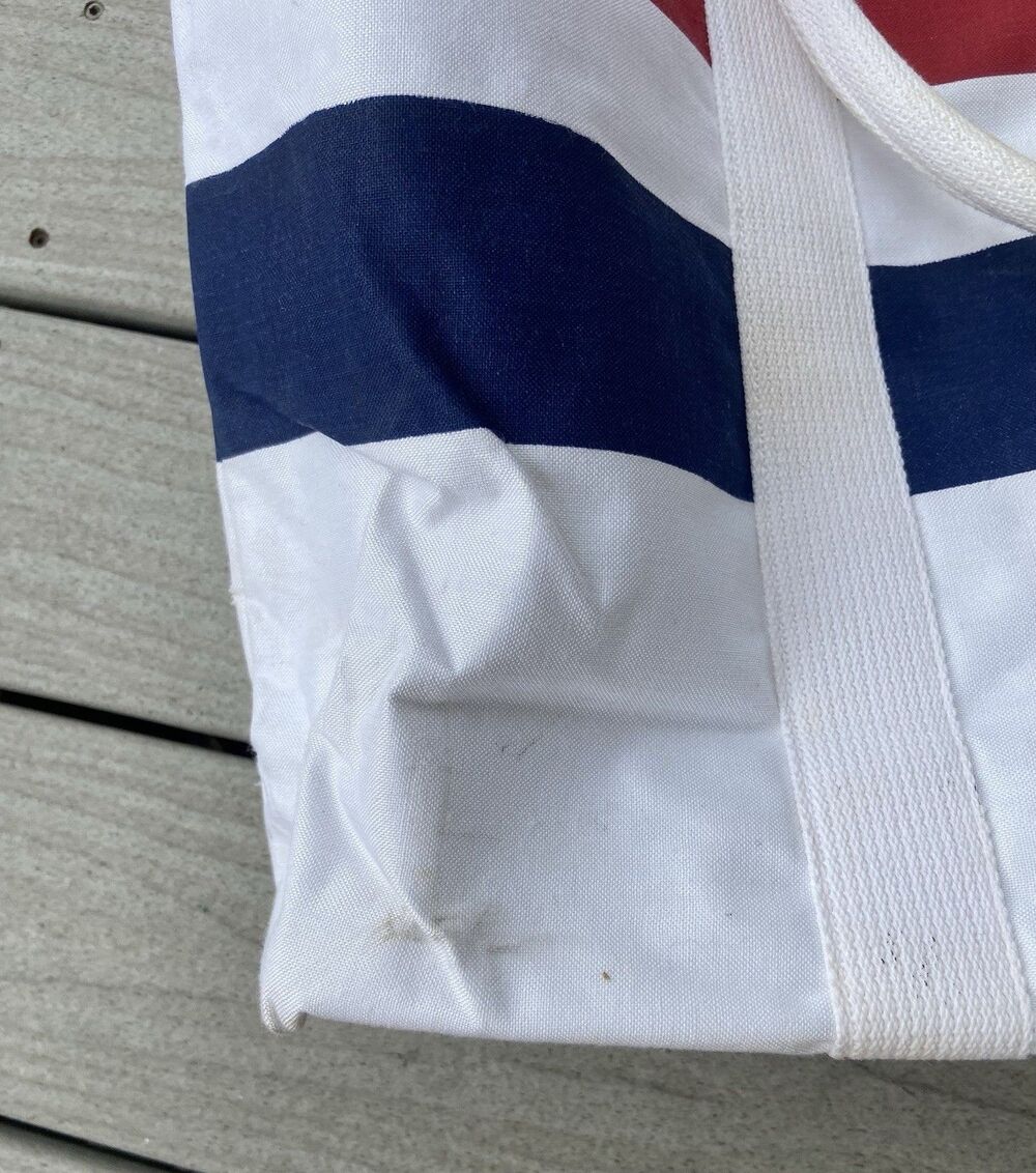 Ralph Lauren Striped Rugby Canvas Beach HUGE TOTE Bag Preppy Old Money Teacher - Picture 8 of 16